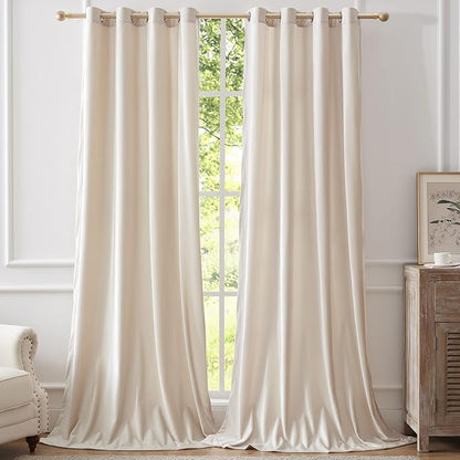 Luxury Cream Ivory Velvet Curtain Drapes by ModernShinyVelvetCurtains