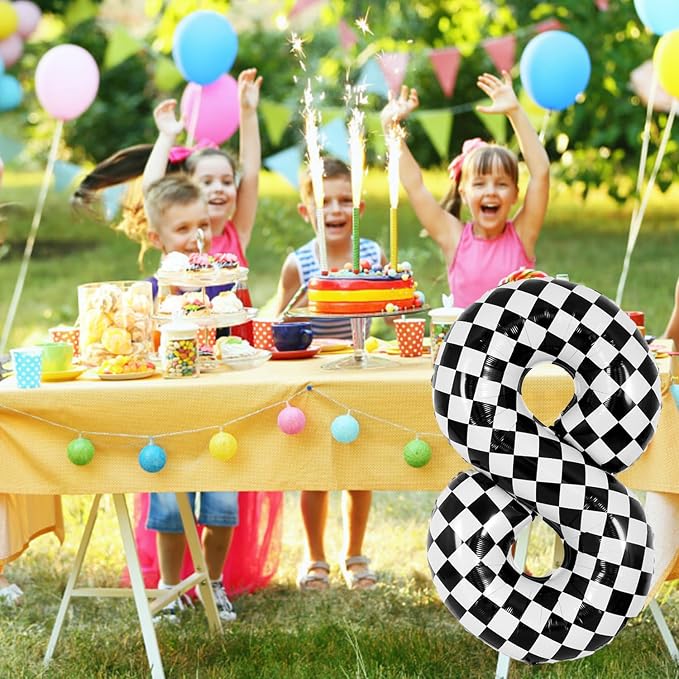 40 Inch Checkered Number 8 Balloon - Image 4