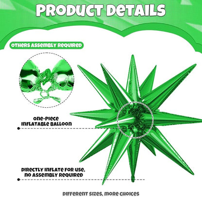 Green Star Balloons, 22/27 Inch Green Star Foil Balloons, Aluminum Foil Balloon - Image 3