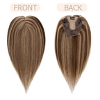 Hair Toppers for Women Real Human Hair No Bangs, 13 * 15 cm Larger Silk Base 150% Density Clip In Topper Hairpieces, Wiglet Top Pieces Add Volume /10 Inch 4P27 Medium Brown&Dark Blonde