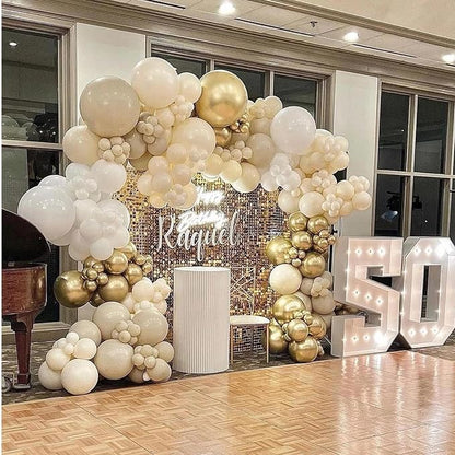 412pcs Sand White Gold Balloon Arch Kit, 18 12 10 5 Inch Different Size White - Image 7