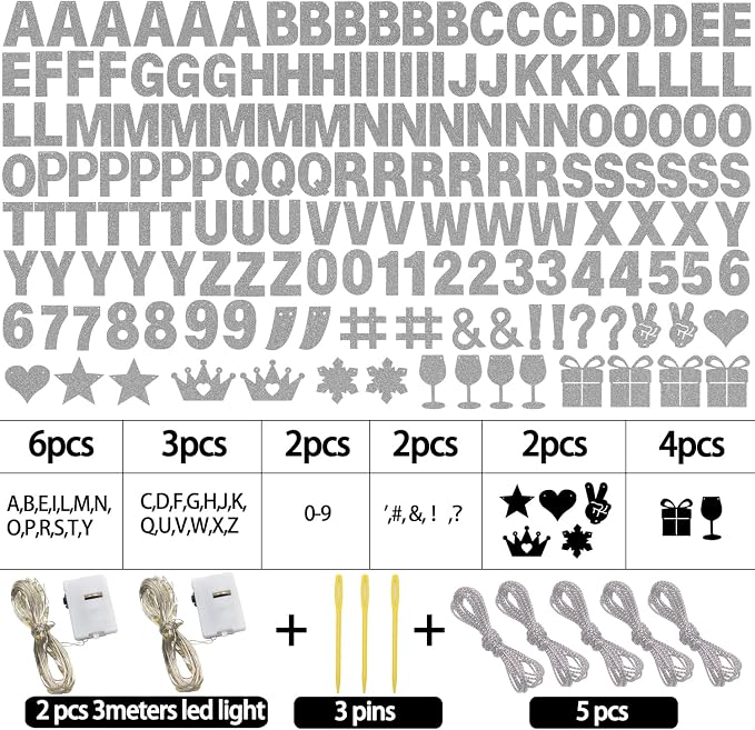 175Pcs DIY Glitter Customizable Banner Kit Happy Birthday Letter Banner Winter - Image 3
