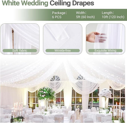 6 Panels White Ceiling Drapes - Image 3