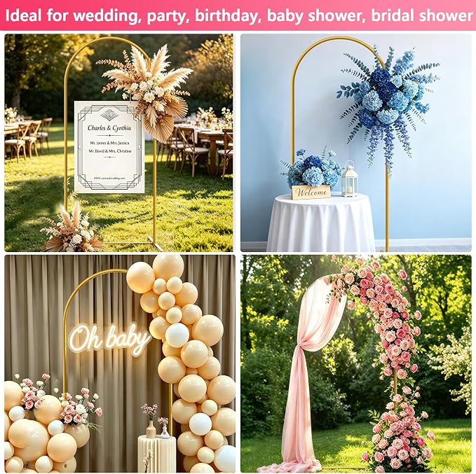 6.6 FT Metal Arch Backdrop Stand, Party Balloon Arch Stand | Dustproof caps - Image 6