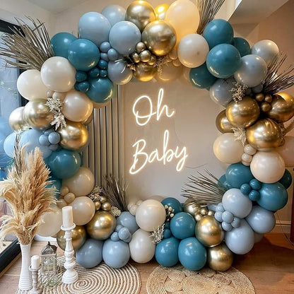 Dusty Blue Balloons Garland Kit, Fog Sand White Gold, Party Decor | Royal - Image 7