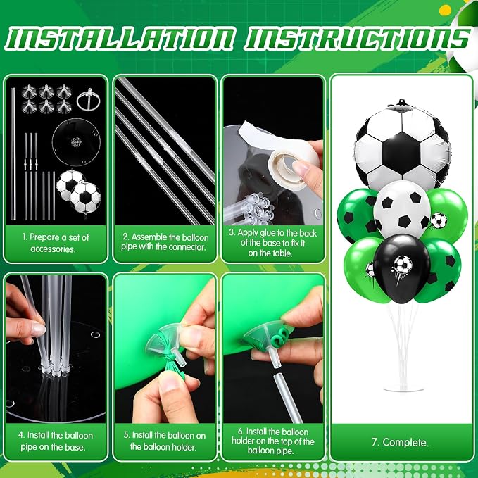 Sumind 2 Set Soccer Balloon Stand Kit Football Foil Balloons Table Centerpiece - Image 3