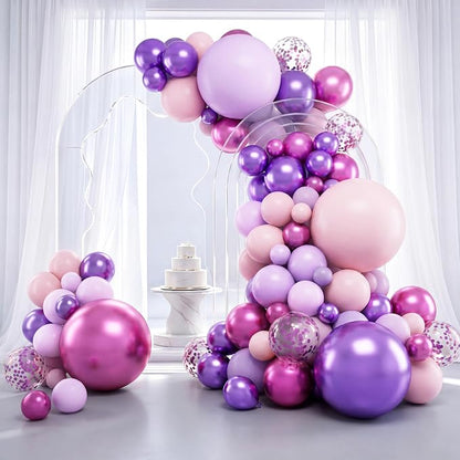 RUBFAC Pink Purple Balloon Garland Arch Kit Different Sizes 129pcs | Latex by RUBFAC
