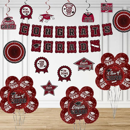 Maroon Themed 2026 Graduation Decorations Set - Image 7