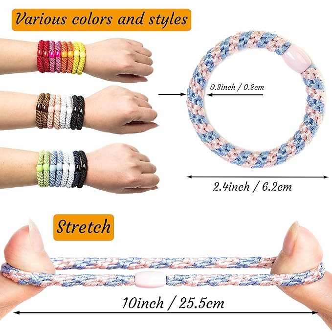 J.CARP 8Pcs Mixed color Hair Ties for Women Girls, Elastics Hair Bands Ponytail Holders, No Damage No Crease Hair Elastics, Perfect for Girls and Women with Thick or Curly Hair, Style 24