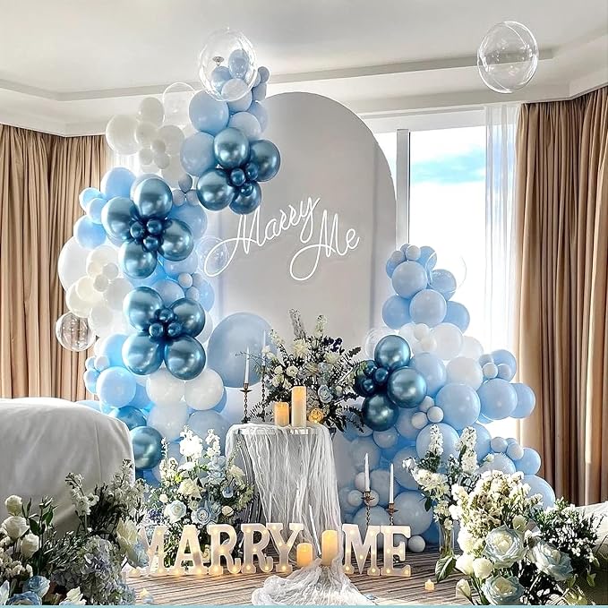FOTIOMRG Blue Balloons 12 inch 50 Pack Light Blue Latex Party Balloons | - Image 4