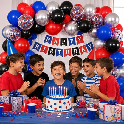 Red Blue Silver Balloons - Image 6