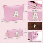YOOLIFE Travel Makeup Bag Cosmetic Bag - Make Up Bag with Makeup Brush Bag Monogram Makeup Pouch Bag 2 Pieces Cute Makeup Bag Personalized Gifts Best Friend Birthday Gifts for Women Pink Letter Y