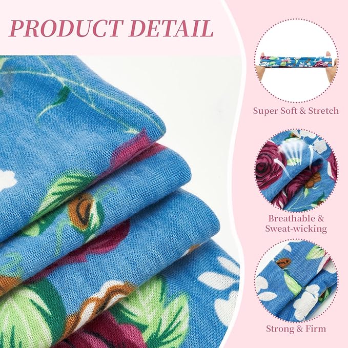 Boho Headbands for Women, 6 Pack Wide Non-Slip Stretchy Hair Bands for Yoga, Workout, Running, Fashion Hair Accessories for Women's Hair（Shape 3）