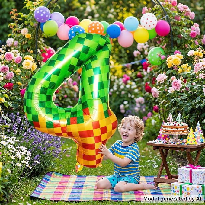 40 Inch Pixelated Number 4 Foil Balloon - Image 5