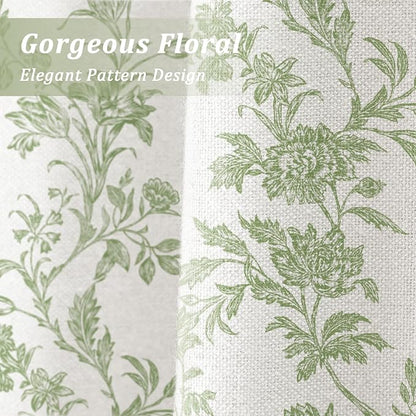 Sage Green Boho Floral 100% Blackout Curtains 84 Inch 2 Panels | Farmhouse - Image 5