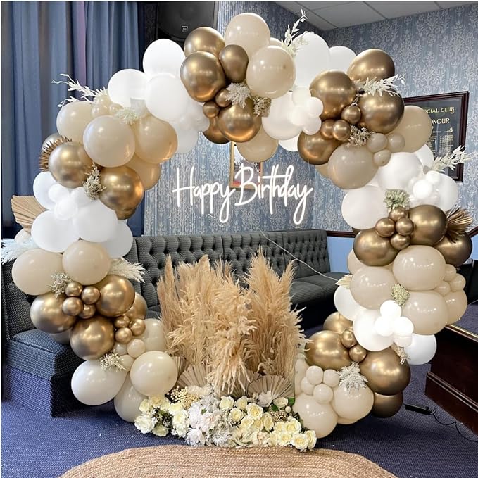 White Sand Gold Balloons Garland Arch Kit by Vztipki