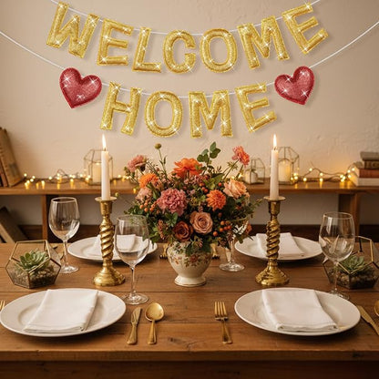 Tegeme Felt Welcome Home Banner, Pre-strung Glitter Welcome Garland Reusable - Image 6