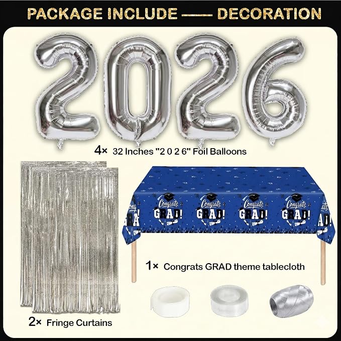 Blue and Silver Graduation Decorations Class of 2026 - Image 5