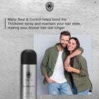 Mane Hair Thickening Spray & Root Touch Up, Seal & Control Combo Pack, Instantly Thicker Hair for Men & Women, Fill in Hairlines and Hide Thinning and Fine Patches - Jet Black, 12 Colors (6.76 oz)