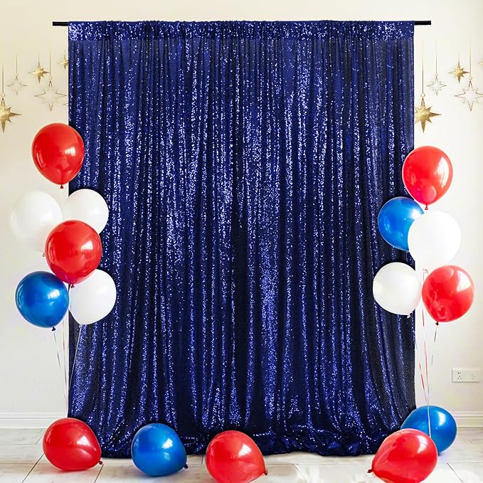 Eternal Beauty Navy Blue 3mm Sequin Backdrop 8x8 Ft - Image 2