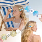 7PCS Iridescent Ocean Hair Clip Set - Mermaid Tail, Starfish, Seashell Designs with Pearl Accents, Beachy Hair Accessories for Vacations, Pool Parties & Summer Styling