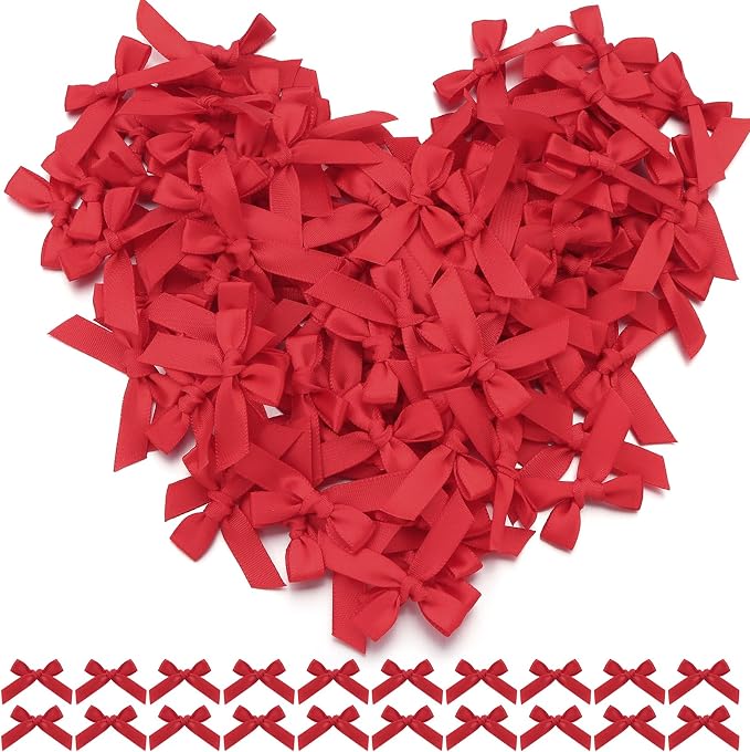 Red Mini Bows 1.57" 100PCS Small Satin Ribbon Bows by Loomeshribbonforcrafts%EF%BC%81