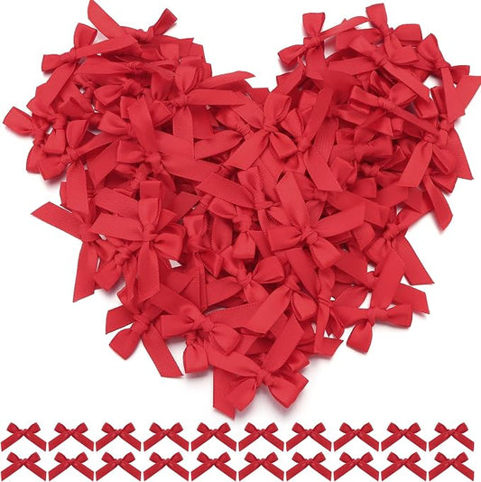 Red Mini Bows 1.57" 100PCS Small Satin Ribbon Bows by Loomeshribbonforcrafts%EF%BC%81