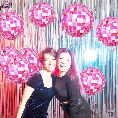 6pcs 22 Inch Pink Disco Ball Balloons, 4D Large Foil Aluminum Balloon - Image 7