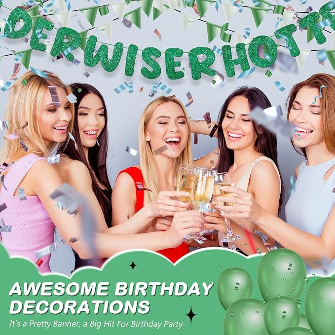 Fulmoon Set of 3 Pre Strung Older Wiser Hotter Glitter Banner Funny Birthday - Image 6