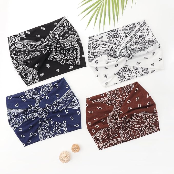 Extra Wide Headbands for Women Large Turban Headband Non Slip Boho Elastic Hairband Hair Twisted Knot Head Bands Accessories