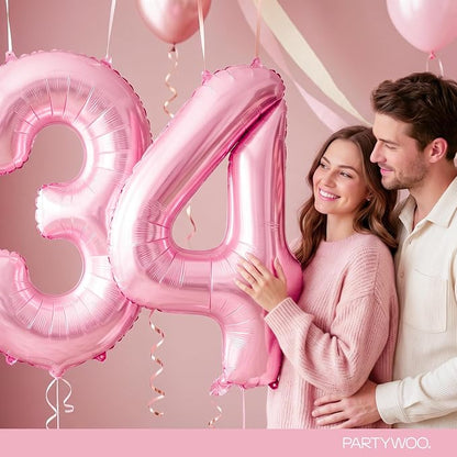 PartyWoo Number Balloons 40 Inch Pink Number 4 Kit 25pcs - Image 9