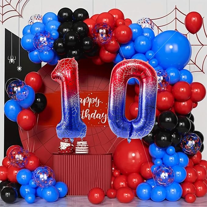 40 Inch Spider Theme Number Foil Balloons, Large Number 10 Balloons - Image 5
