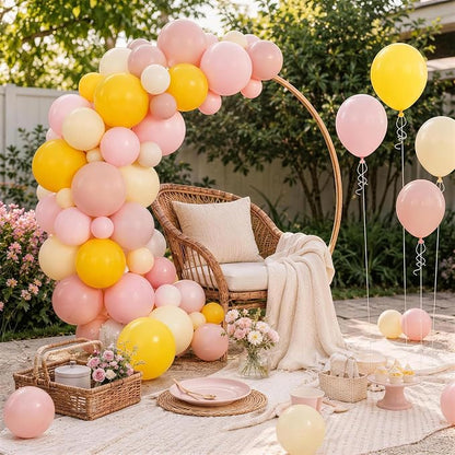 Pink and Yellow Balloons, 12inch Pastel Light Dusty Pink Butter Pale Mustard - Image 5