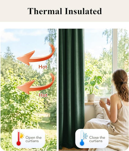 Dark Green Christmas Velvet Drapes Room Darkening, Back Tab Room Darkening - Image 6