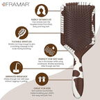 FRAMAR Paddle Hair Brush Detangler, Detangling Hairbrush For Women, Wet Hair Brush For Girls, Hair Detangler Brush, Wet Hairbrush, Hairbrushes, Girls Hairbrush Detangler, Reduces Frizz – Cow Print