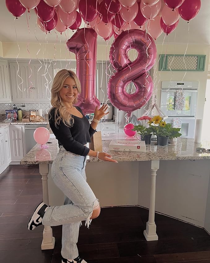 Pink 2 Balloon - Number Balloon 40 Inch, 2nd Pink Birthday Decorations | Large - Image 9