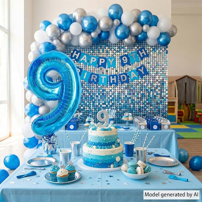 Light Blue Number 9 Balloon 40 Inch, Foil Numeral - Image 7