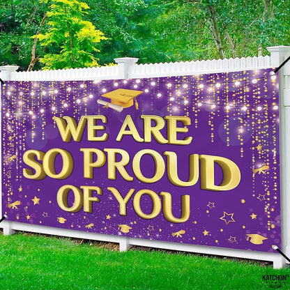 KatchOn We are So Proud of You Banner 72x44 Inch | Graduation Backdrop Purple - Image 6