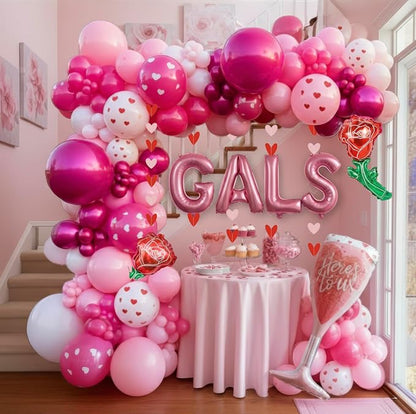 Galentines Day Party Decorations hot pink and pink Balloon Arch Garland Kit by KozeeBalloons%E2%80%94%E2%80%94ColorMatters