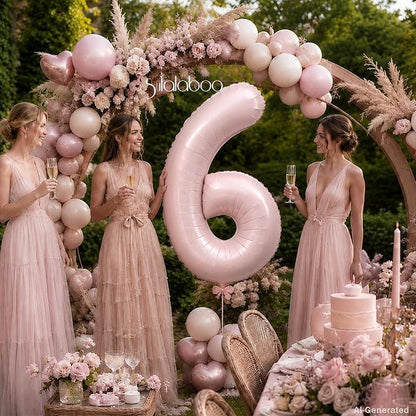 40 Inch Light Pink Number 6 Foil Big 0-9 Giant Digital Balloon | 6th - Image 4