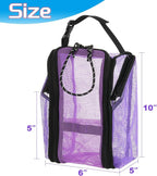 Cosmos Mesh Shower Caddy Toiletry Organizer Hanging Shower Tote Bag, Quick Dry Shower Organizer Portable Bath Bag with Durable Zippers & Side Pockets for Travel Gym Swimming Beach & Camp (Purple)