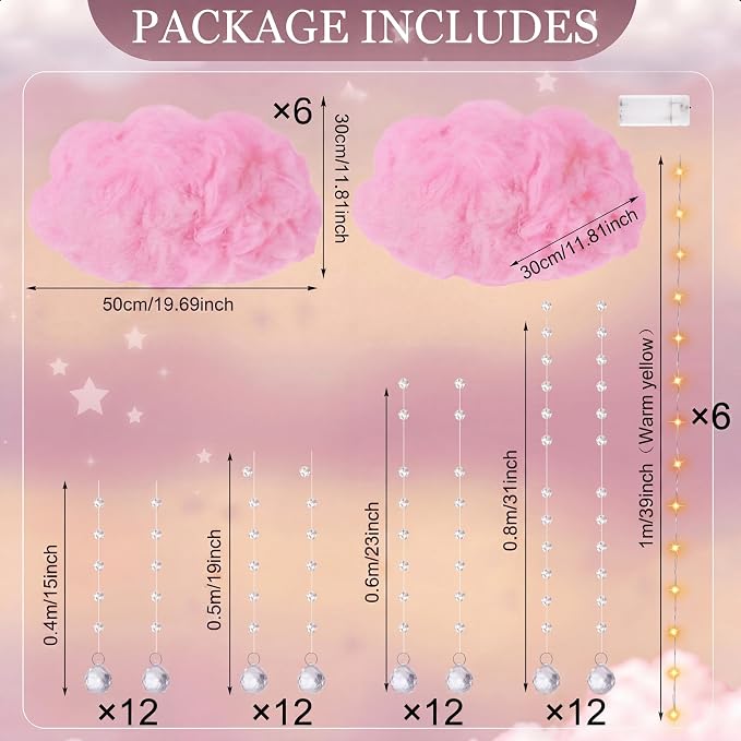 Marsui Artificial Cloud Props LED Hanging Cloud String Light Fake Imitation 3D - Image 5