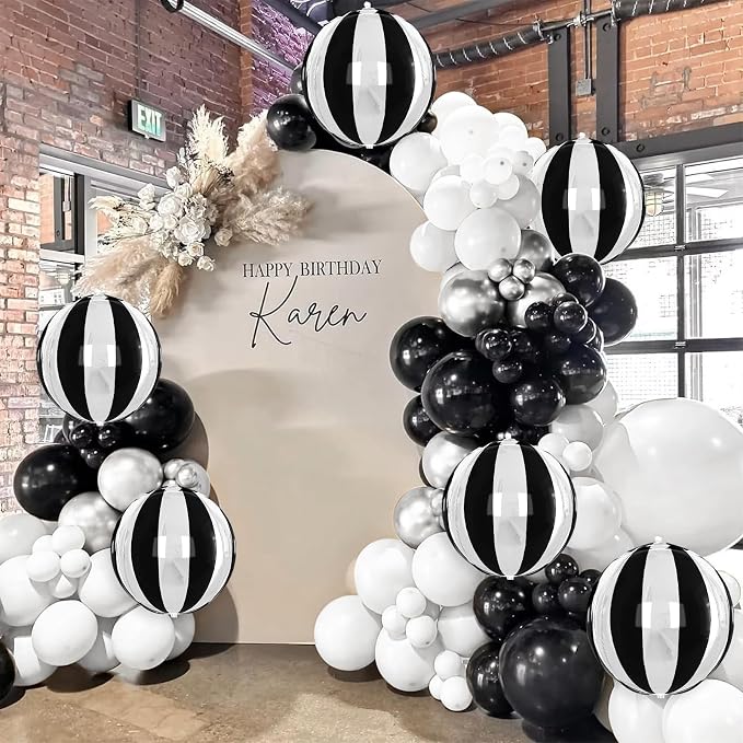 6Pcs Stripe Round Foil Balloons, Giant 4D Round Ball Balloon 22 Inch - Image 6