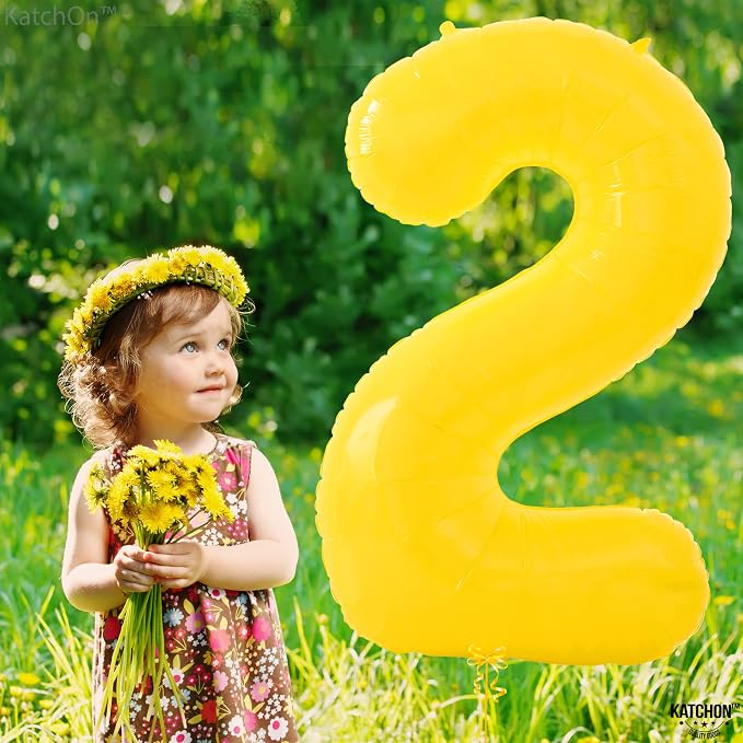 KatchOn Yellow Number 2 Balloon 40 Inch 2nd Birthday Decorations - Image 7