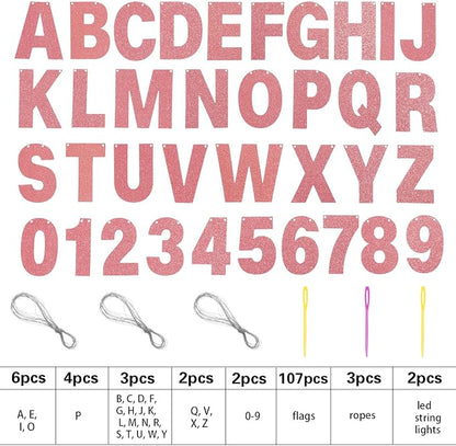 TaoBary 112 Pcs DIY Letter Kit Glitter Customizable Banner Letters Include 107 - Image 4