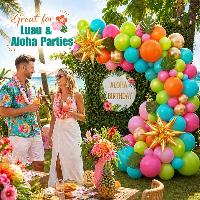 Summer Tropical Balloon Arch Kit, Rainbow Neno Balloon Arch, Hot Pink Green - Image 4