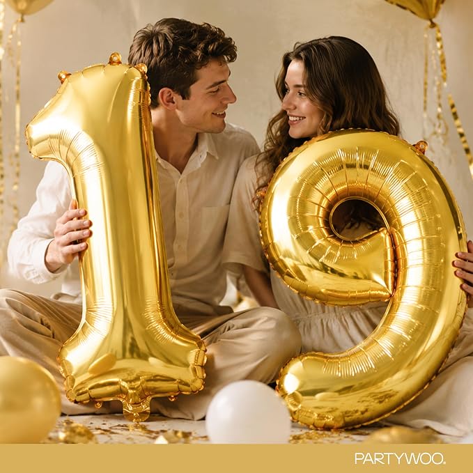 PartyWoo Number Balloons 40 Inch Gold Number 1 Kit 25pcs - Image 9