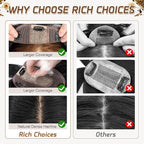 Rich Choices Real Human Hair Topper With Bang - 100% Remy Hair for Women With Thinning Hair - Clip in Silk Base 12 Inch #1 Jet Black