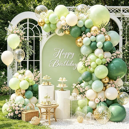 Sage Green Gold Balloon Arch Kit, Olive Dusty Green Sand White Confetti | Sage - Image 4