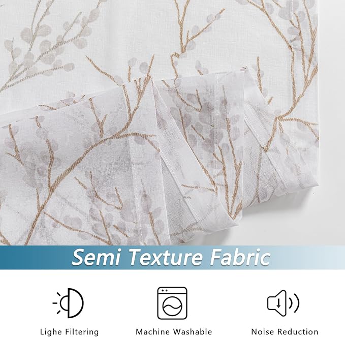 MYSKY HOME Brown Sheer Curtains 84 inches Long - Image 3